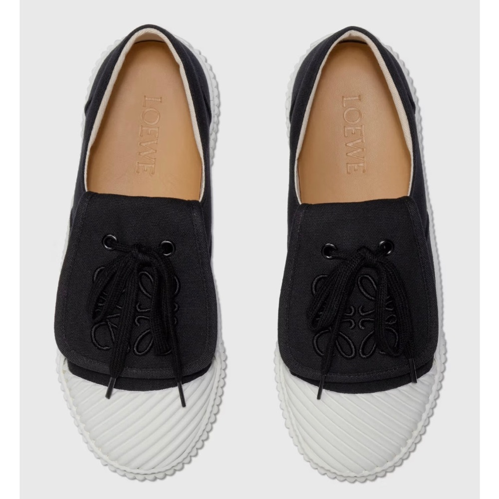 LOEWE Anagram Flap Sneakers in Black Canvas Size EU 40 / US 10